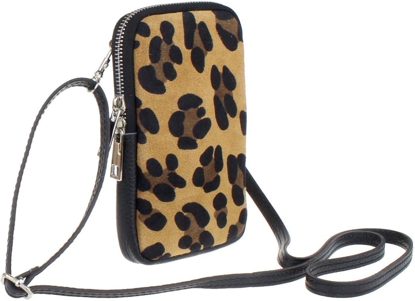 Girly Handbags Womens Genuine Leather Crossbody Phone Bag Mini Purse Small Leopard Brown, W 10, H 17, D 2 cm (W 4, H 7, D 0.8 inches) - Image 4