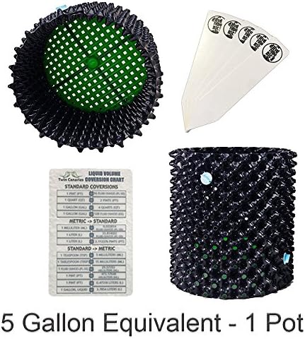 Superoots Air Pot Aerated Pruning Garden Plant Container + Twin Canaries Chart &amp; Stakes - 5 Gallon Equivalent - 1 Pot