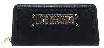 Moschino PORTAFOGLIO Zip Around Grande Con PLACCA Donna Mod. MOS5617 Nero