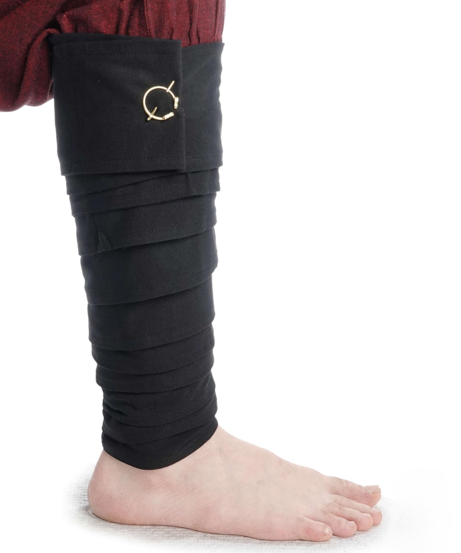 HEMAD Medieval Calf Wrap Set with Brass Fibela - Pair - Solid Cotton - Black — image 1