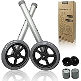 Zantle Walker Wheels Replacement - 5 Inch Wheels for Walkers for Seniors | 1 Pair Walker Wheels for Walkers with 1 Inch Tube Diameter, Walker Feet Accessories (Grey)
