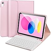 AHYWTAN for iPad 11/10th Generation Case with Keyboard,Detachable Bluetooth Keyboard case for iPad A16 2025 11 inch/10th Gen 2022 10.9’’ with Pencil Holder, Square Keycaps, Pink-w