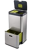 Joseph Joseph 30022 Intelligent Waste Totem Trash Can and Recycler Unit Garbage Can Recycling Bin Stainless Steel, 16-gallon, Silver