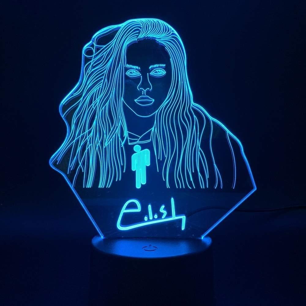 3D Night Light 7-Colorlamp Sleeping Light 3D Illusion Led Night Light Lamp Billie Eilish Fithe Perfect Gift for A Birthday Or Holiday