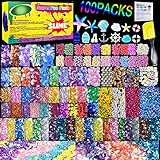 HSETIY Slime Supplies Kit, 100 Pack Slime Stuff Charms Include Floam Balls, Cake Flower Fruit Slices, Fishbowl Beads, Shell, Slime Accessories