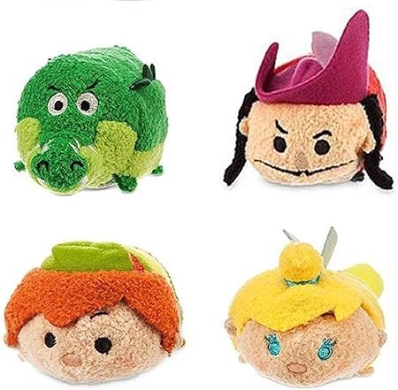 Amazon 室内幼児用おもちゃ キッズ ツムツム ミニ ピーターパン 4個セット ピーターパン ティンカーベル クロコダイル キャプテンフック ぬいぐるみ おもちゃ