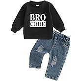 Ledy Champswiin Infant Baby Boy Clothes Set Denim Pants & Long Sleeve Sweatshirt Tops 2PCS Fashion Toddler Boy Jeans Outfit