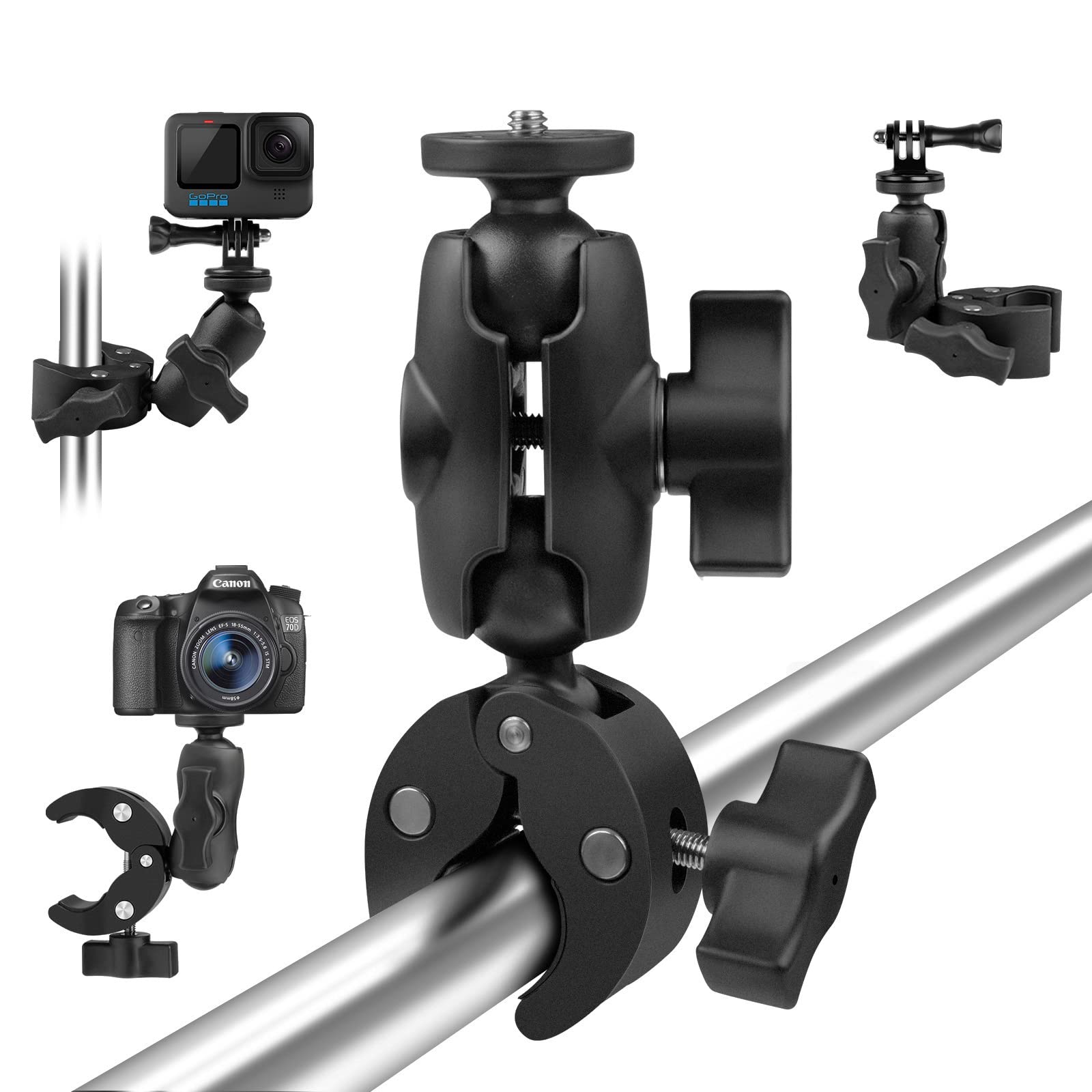 Taisioner Camera Super Clamp Mount Double Ball Head Adapter Compatible with GoPro AKASO DJI Action DSLR Digital Camera Monitor/LED Lights/Ronin-M/Ronin MX/Freefly MOVI Accessories