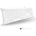Macally Slim USB Wired Keyboard for Mac and Windows - Simple and Sophisticated - USB Apple Keyboard with Numeric Keypad for Mac Mini / Pro, Macbook, iMac with 110 Scissor Switch Keys and 20 Shortcuts