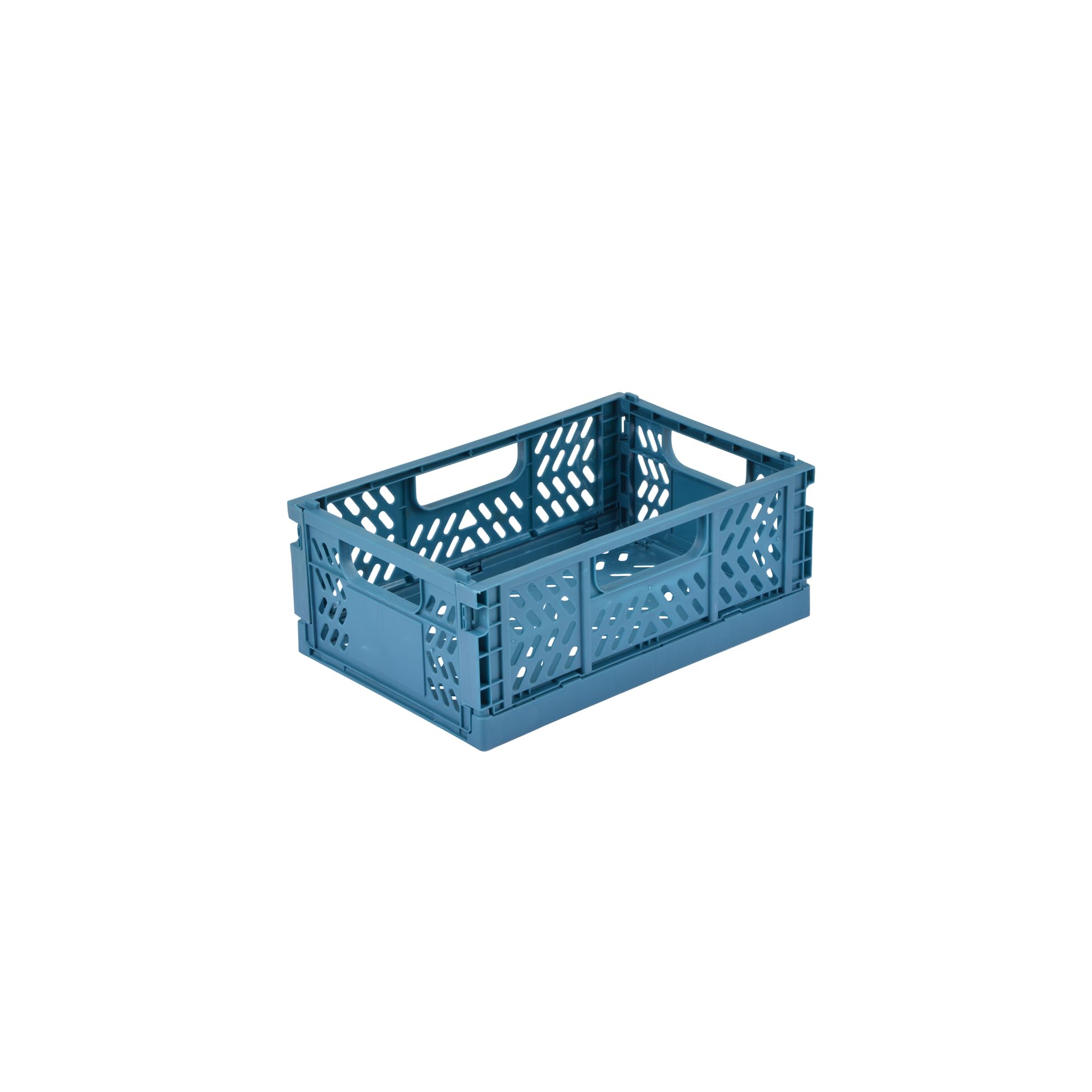 Homéa, Foldable Crate Size S 21 x 14.5 x 8 cm Stackable Mineral Blue