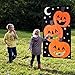 Hicet Halloween Bean Bag Toss Game - 4 Durable Fabric Bean Bags Pumpkin Banner Cornhole Toss Game Set Outdoor for Kids Children Family Party Decorations