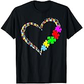 Autism Awareness Love Heart Puzzle Piece Gift Men Women T-Shirt Small
