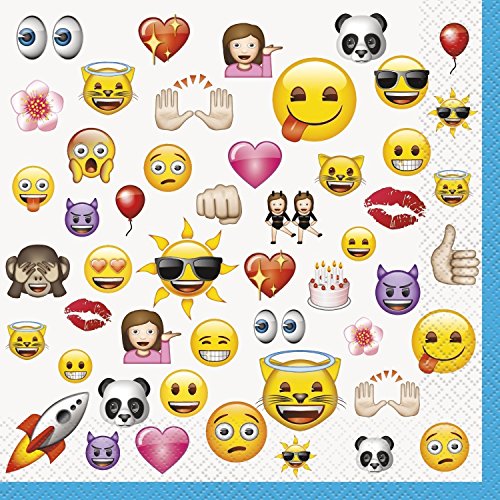 Emoji Tableware Party Pack with Dinner Plates, Dinner Napkins, Dessert Plates, Beverage Napkins and Cups PLUS Emoji Photo Props