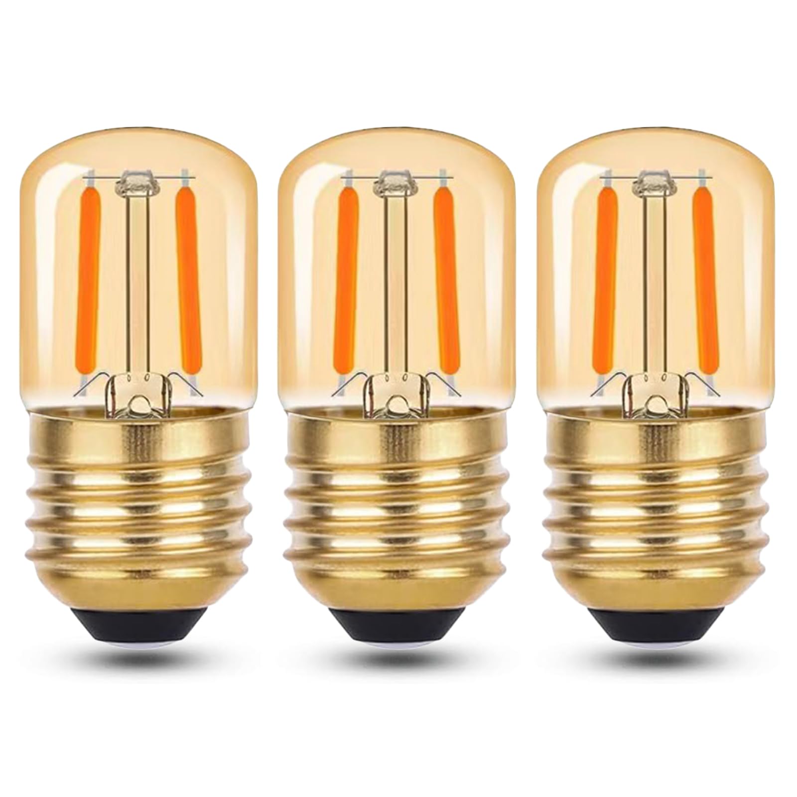 EASYIVY E27 LED Night Light Bulbs 1W, T28 Tubular LED Vintage Filament Bulb 10W-15W Pygmy Bulb Replacement, E27 ES Edison Screw Bulb Amber Glass Warm White 2200K, Non-Dimmable, 3-Pack — image 1