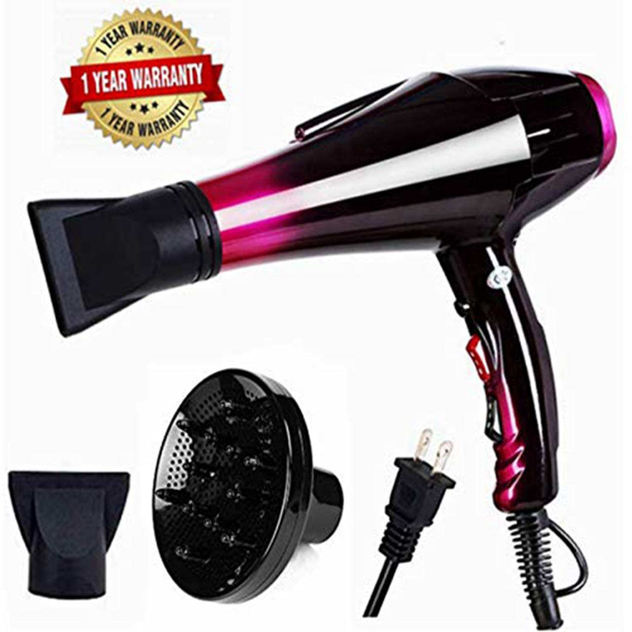 Hair Dryer Professional Blow Dryer Negative Ions 3500W Powerful Fast Drying Low Noise Long Cord Quick Dryer with Nozzle and Diffuser Hair Blow Dryer with 2 Speed and 3 Heat Settings (Sliver)