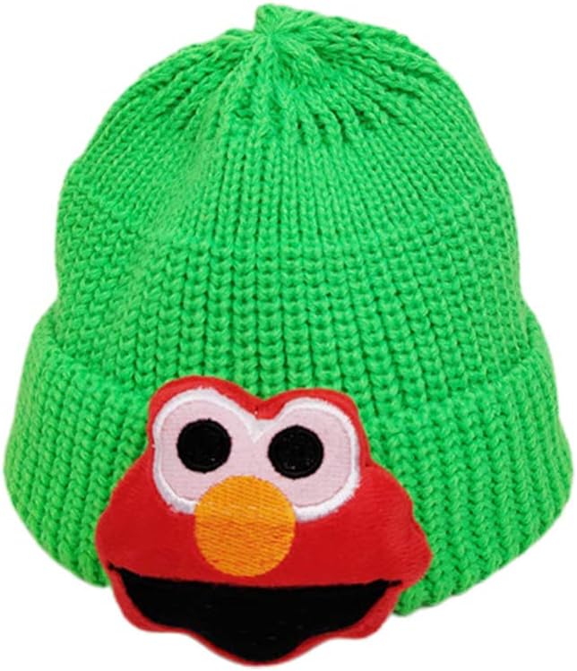 planuuik Toddler Boy Girl Ribbed Knit Cuffed Beanie Hat Neon Solid Color Cute Cartoon 3D Embroidery Big Eyes Doll Winter Warm Cap