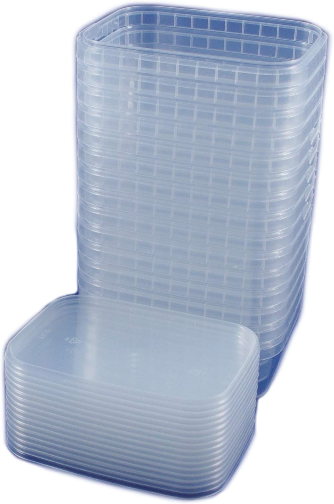 15 universal rectangular plastic containers with lids, industry standard, 280 ml