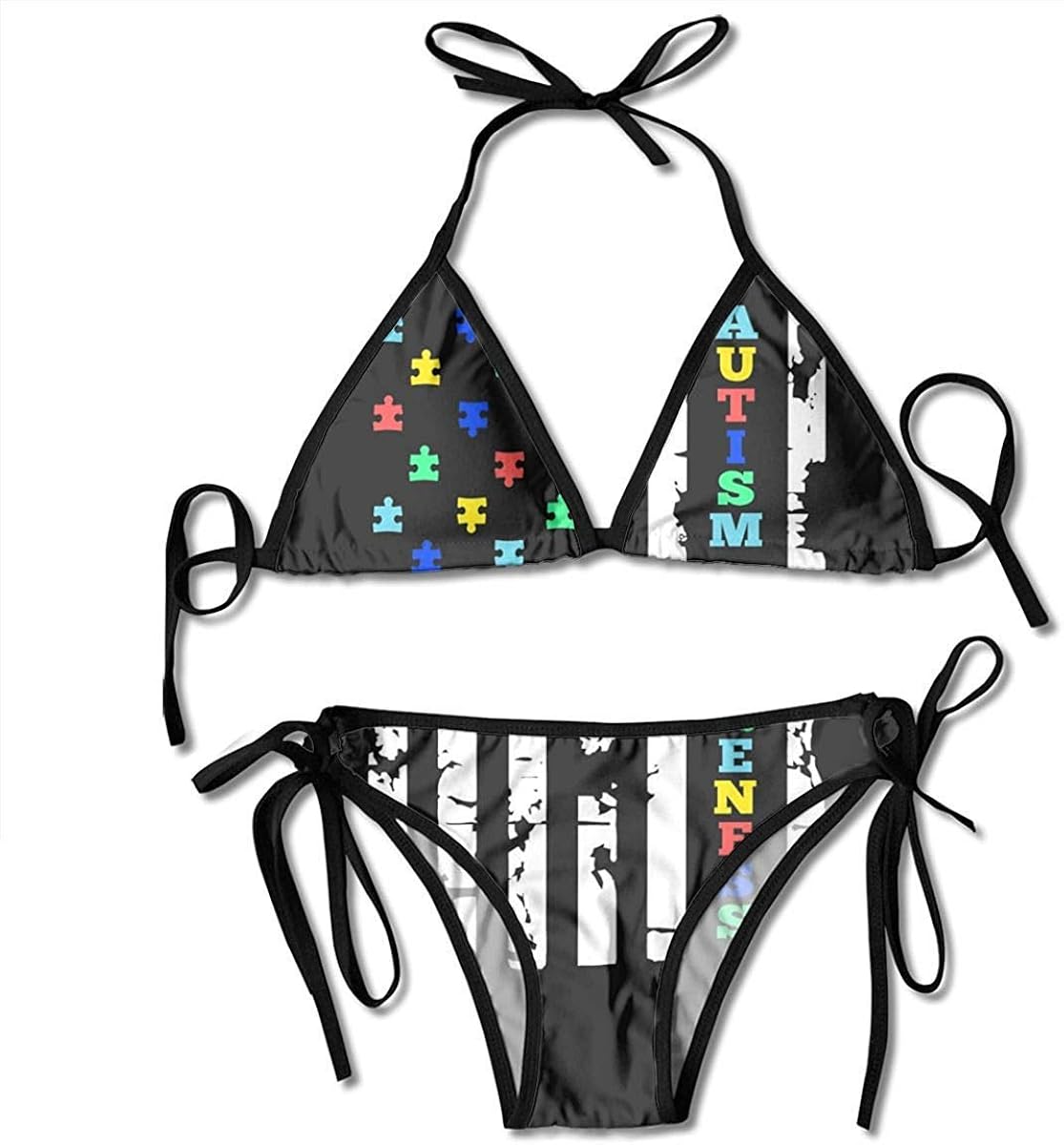 Usie2s Swimsuit Autism Awareness Flag Womens Wrap Top