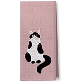 Foritho Tuxedo Cat Kitchen Towels, Black and White Cat Hand Towels for Bathroom, Cat Towels for Cat Lovers, Cat Dish Towels for Kitchen, Tuxedo Cat Gifts, Cat Mom Gifts, Cat Home Decor, 16x24 Inch