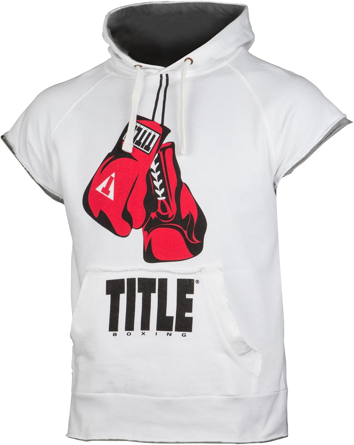 TITLE Terry Sleeveless Boxing Hoody, White, XXLarge
