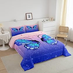 Feelyou Butterfly Comforter Set Pink Blue Gradient