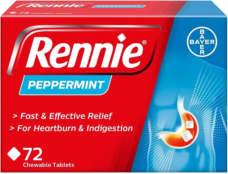 Rennie Antacids Peppermint 72 Count Pack of 1