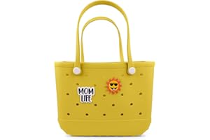 Jesslynne Beach Rubber Bag Tote Bag,Extra Large Waterproof Travel Women Handbag with Charms for Sports Beach Groceries Pool