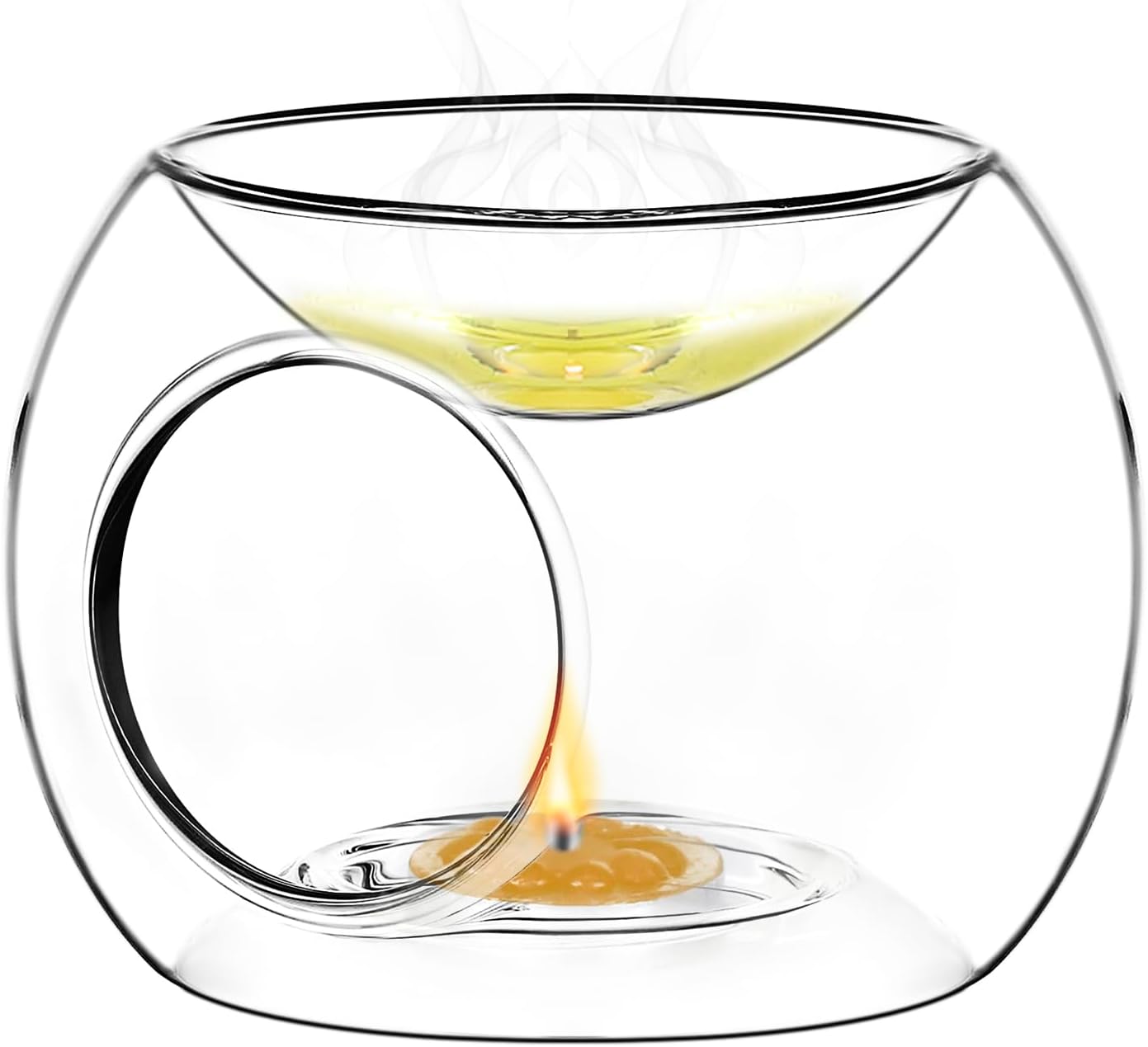 Oil Lamps & Accessories - Glass Oil Burner Cynlsum Simple Style Essential Oil Warmer for Scented Oil Clear Tealight Holder Home Bedroom Decor Christmas Housewarming Gift