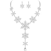 EVER FAITH Tear Drop Snowflake Necklace Earrings Set Austrian Crystal