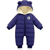 Minizone Baby Snowsuit Winter Hooded Romper Baby Coat Jumpsuit Zipper Infant Clothes Outfits Boys Girls