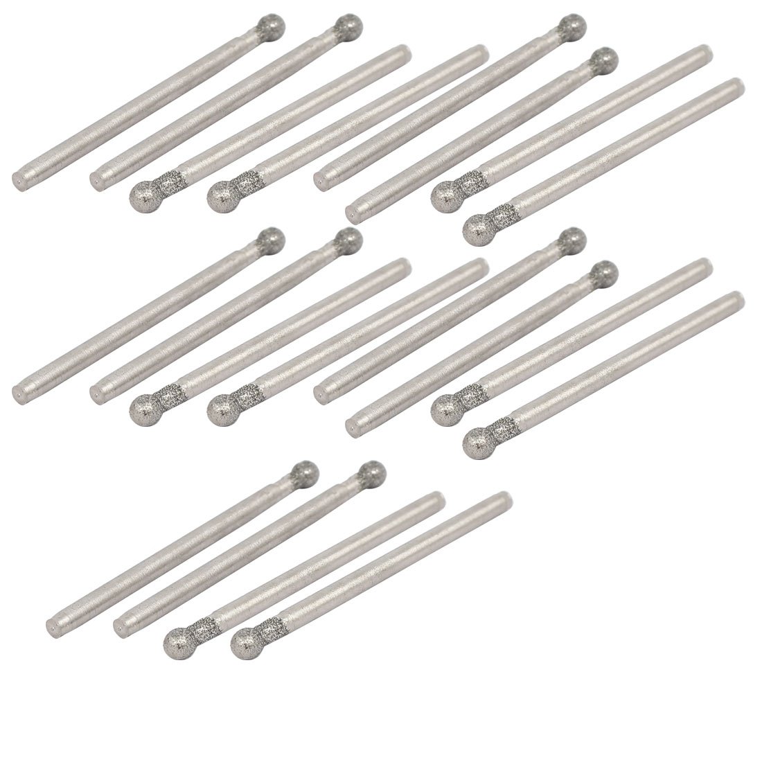 Sourcingmap 2.35mm Shank 3mm Dia Diamond Head Ball Shaped Grinding Mounted Point Bit 20pcs