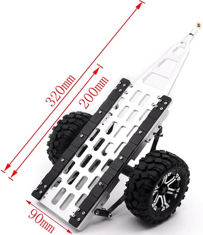 QueT 110 Leaf Spring Aluminum Alloy Hitch Mount Trailer for RC Crawler Silver S