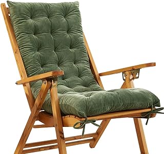 KTOL Sitzkissen Gartenstuhlauflage, Indoor Outdoor Stuhlauflagen Hochlehner-Auflage Sitzauflage Kristall Samt Terrasse Sessel Deckchair Liege Rocking Stuhl Pad-grün 120x48x10cm