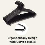 Straame Black Plastic Hangers with Hooks - Premium Space Saving Pack of 50 view 5