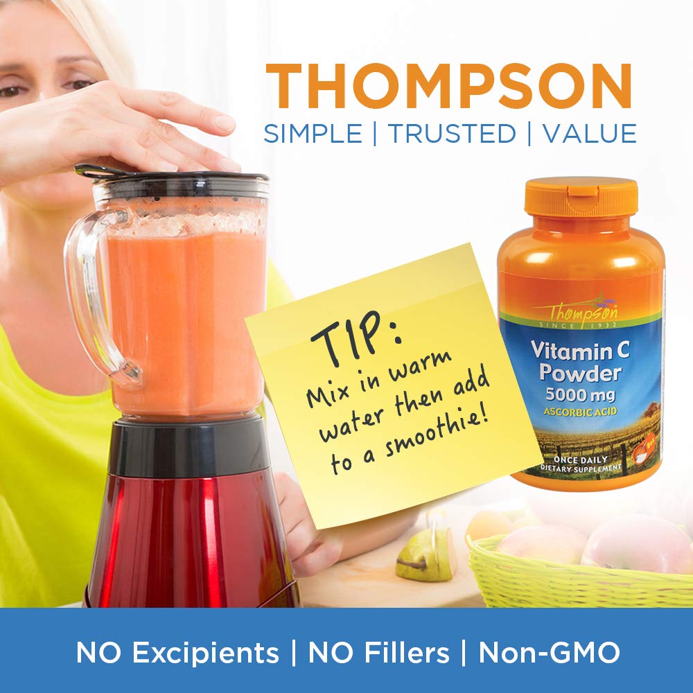 Thompson Vitamin C Powder 5000mg 100 Pure Ascorbic Acid Immune