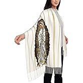 Virgen de Guadalupe Prayer Shawls Wrap For Women Gold Line Blanket Scarf Cashmere Mexican Virgin Mary
