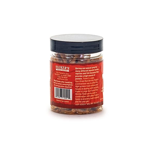 FLUKER’S ALL NATURAL LARGE SUN-DRIED RED SHRIMP, HIGH PROTEIN TREATS, AQUATIC TURTLE FOOD, GREAT FOR AQUATIC FROGS, TEGUS, MONITORS, AND TROPICAL FISH, 0.6 OZ