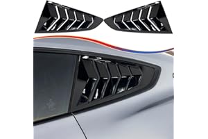 MUXEE Window Louver 2Pcs Side Vent Window Louvers for Ford Mustang 2015-2023, ABS Print Sport Window Decorative Covers, Exterior Trim Accessories - Bright Black（Not for GT350 GT500）