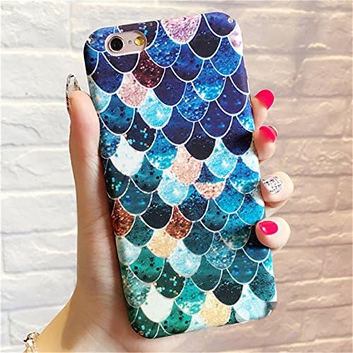 Lovely Blue Mermaid Fish Scale Hard PC Protective Back Cover Case For iphone 6 6s 7 Plus