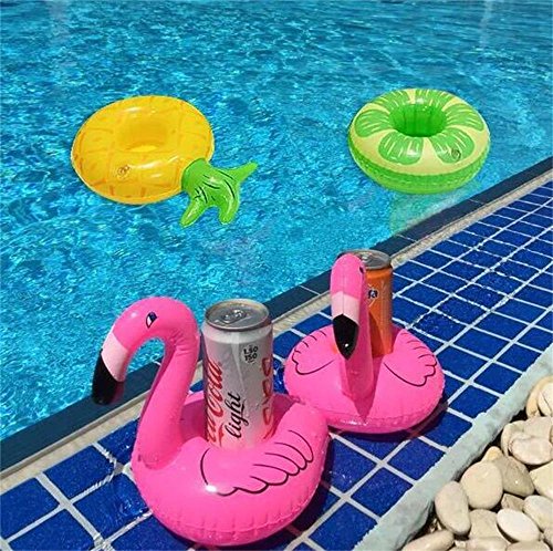 Kingswell Inflatable Drink Holder Float Coaster, 12 Pack Flamingo Inflatable Pool Party Swimming Floatation Toy for Kids and Adults- Pink - Thumbnail 3