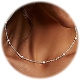 ORAZIO Dainty Gold Pearl Necklaces for Women, 14K Gold/Silver Plated Faux Pearl Choker Necklaces Trendy Small Pearl Necklace Strand Wedding Prom Bridal Pearls Jewelry Gifts