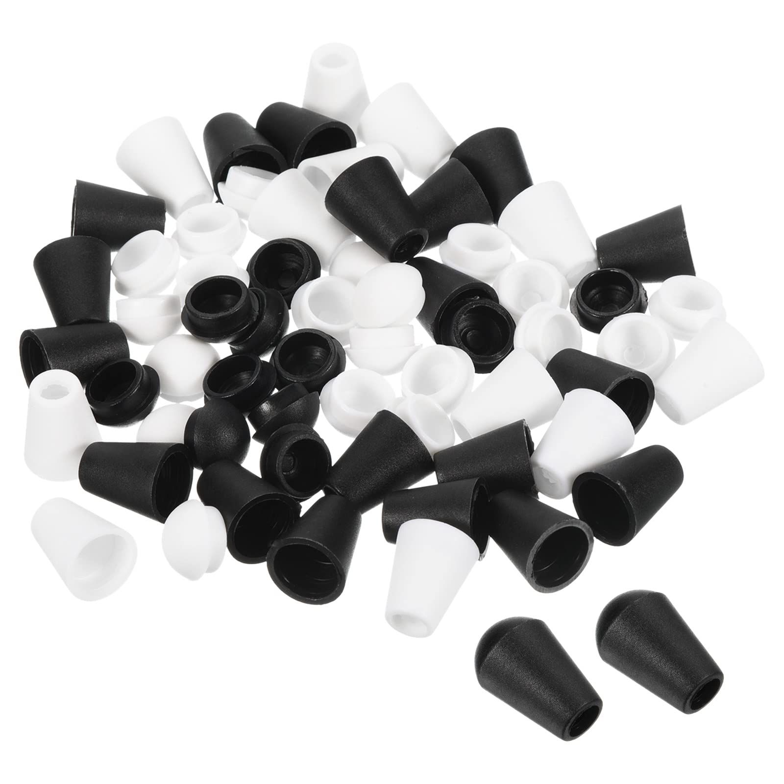 PATIKIL Bell End Stopper, 100 Pack Cord Rope Lock for Drawstring Bag, Black White