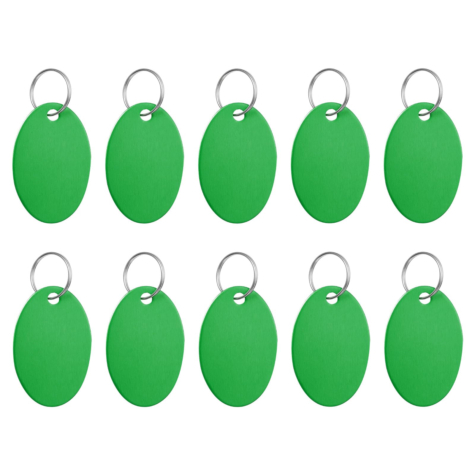 PATIKIL Aluminum Stamping Blanks 1.5 x 1 Inch, 10Pcs Oval Metal Engraving Blank Discs Sublimation ID Name Tags Dog Tag with Key Rings for DIY Craft Engraving, Green