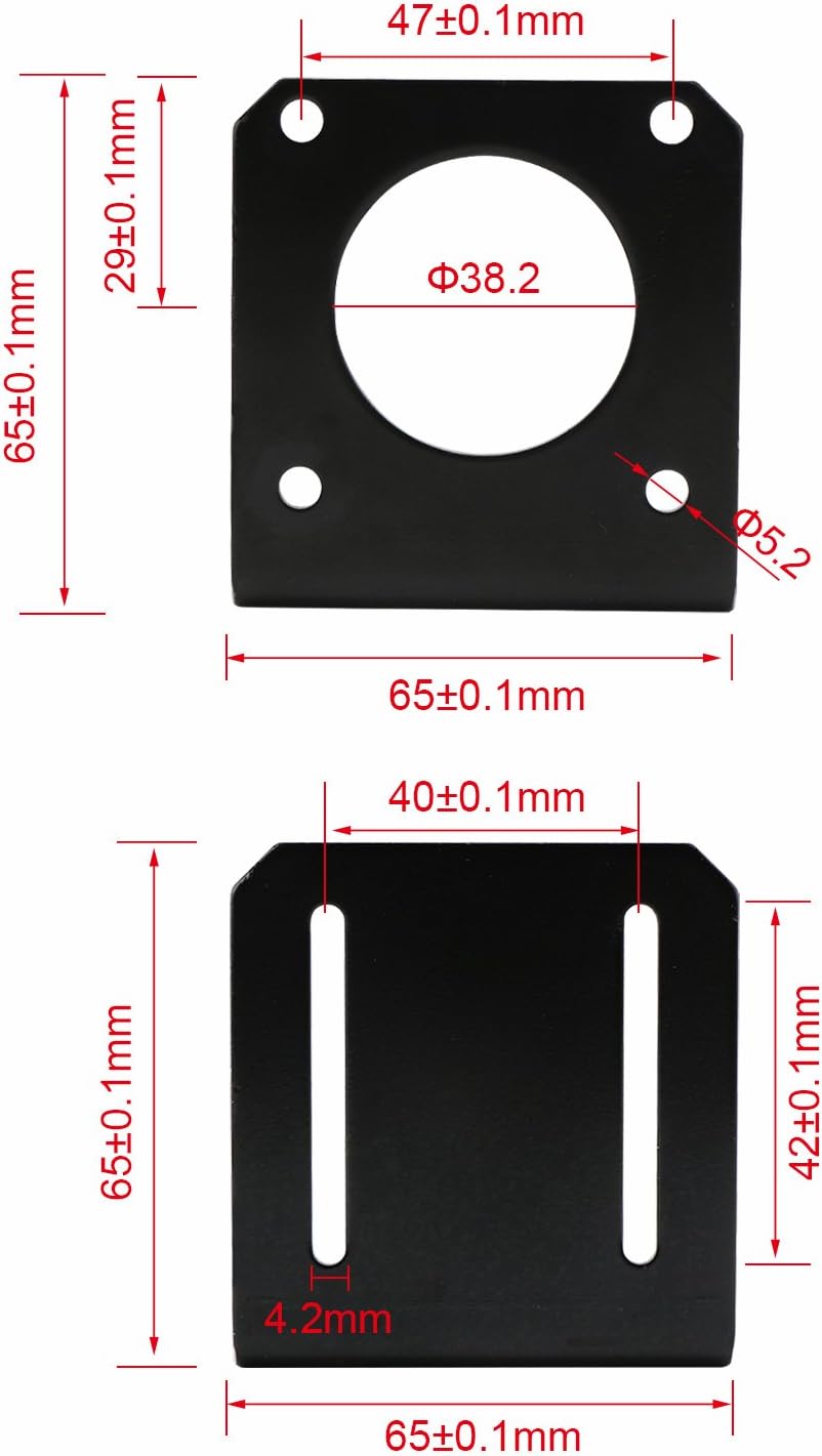 DROK 2Pcs Steel Black Nema 23 Stepper Motor Mount Bracket, Strong 57 Stepper Motor Holder Fixed Seat - - 