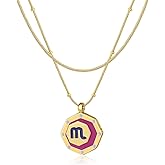 LETFLY Zodiac Layered Gold Necklaces for Women, Layered Snake Chain with Adjustable Cubic Zirconia 18K Gold Plated Octagon Shaped Pendant Necklace for Womens Jewelry Gifts