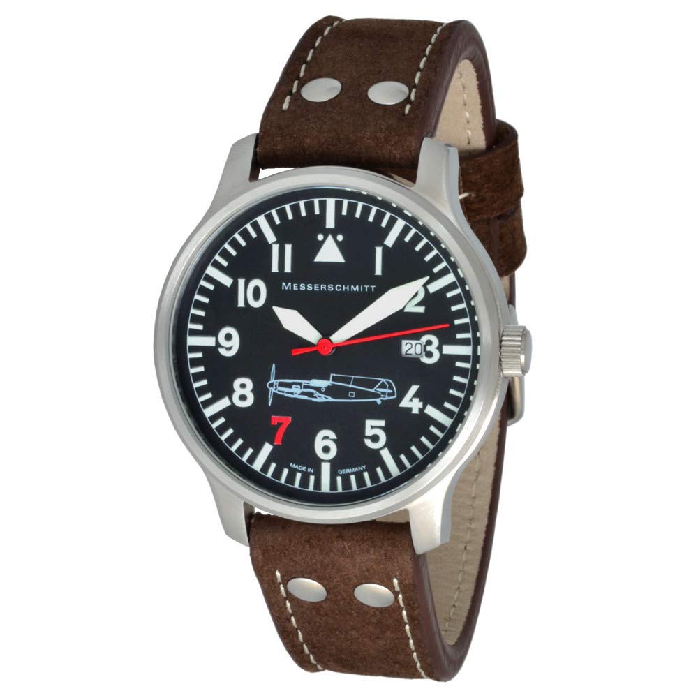 Aristo Am - Messerschmitt Fliegeruhr Stainless Steel 'Red 7' With Ronda Quartz Movement - Me109-42R7