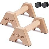 AnExer Wooden Parallettes Bars, 2 PCS Push Up Bars with Non-Slip Base | Push Up Stands, 330 lb Capacity, Solid Wood, Calisthenics Equipment, for Men and Women Strength Training L-Sit