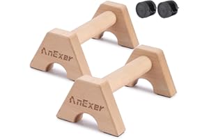 Wooden Parallettes, Push Up Bar, Beech Wood Calisthenics Equipment with Anti-slip Tape, Non-Slip Base Handstand Blocks for St