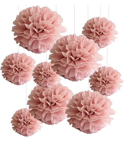 12-Pack Dusty Sage Green Tissue Paper Pom Poms - 10 & 12 Inch Hanging Flowers For Weddings & Parties