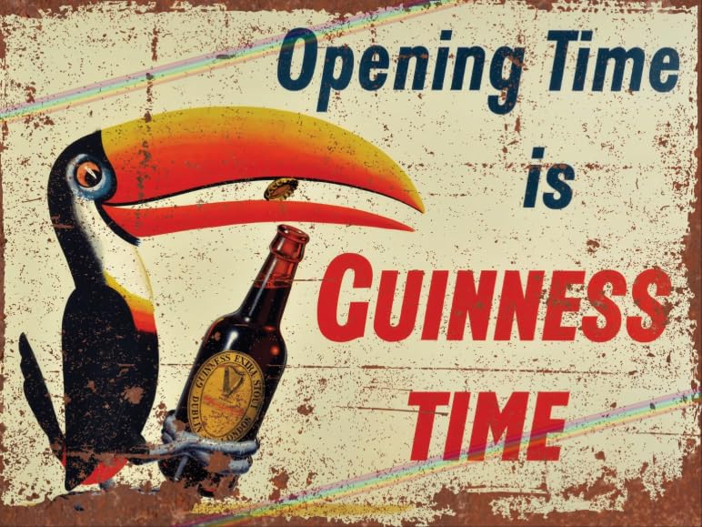 Guinness Time Logo Tin Metal Bar Sign Father's Day Hanging Kitchen Wall Plaque Kitchen Garden Shed Garage Retro Vintage UK Large (27cm x 18cm) #MS135-L